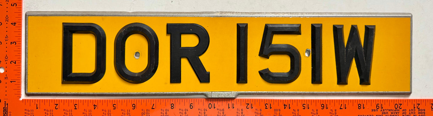 1980/1981 England #DOR151W Passenger License Plate