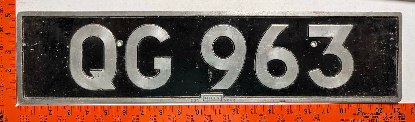 undated England #QG 963 Import License Plate