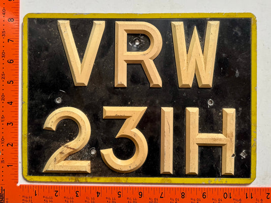 1969/1970 England #VRW/231H Export License Plate