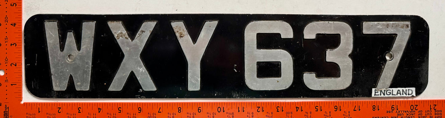 pre 1963 England #WXY 637 Passenger License Plate