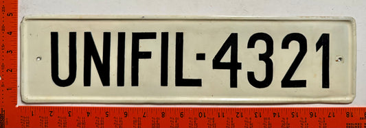 undated United Nations #UNIFIL-4321 Passenger License Plate