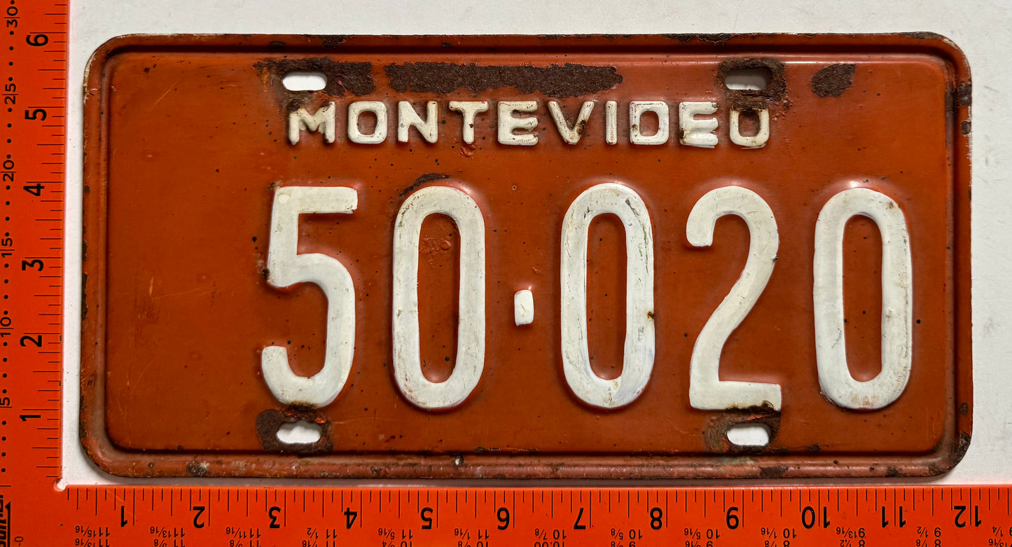 undated Uruguay #50-020 Bus License Plate