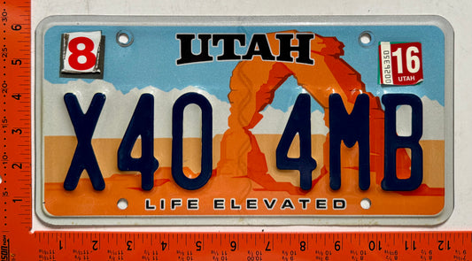 2016 Utah #X40 4MB Passenger License Plate