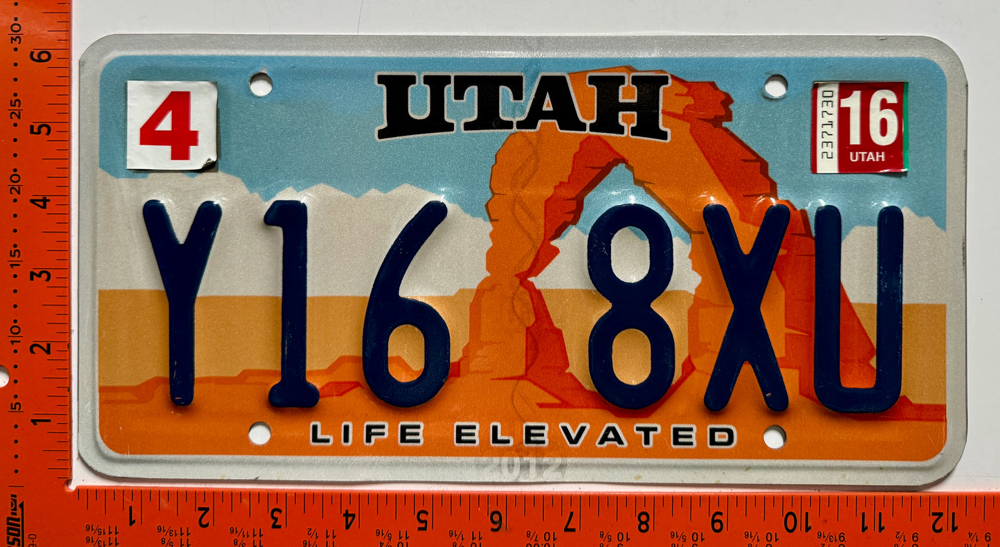 2016 Utah #Y16 8XU Passenger License Plate