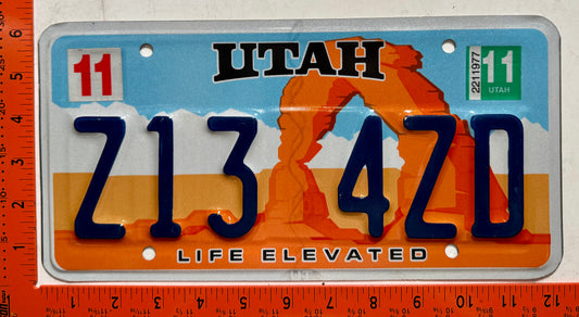 2011 Utah #Z13 4ZD Passenger License Plate