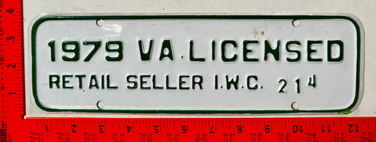 1979 Virginia #214 Retail Seller IWC License Plate