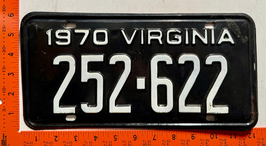 1970 Virginia #252-622 Passenger License Plate