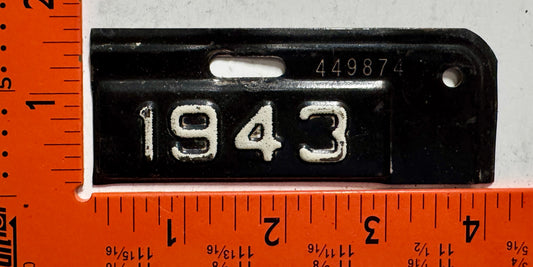 1943 Virginia #449874 Passenger License Plate Date Tab