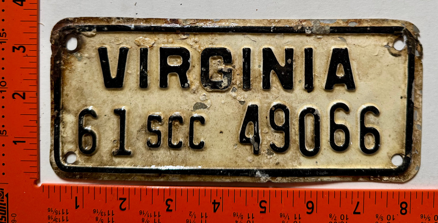 1961 Virginia #49066 SCC Truck License Plate