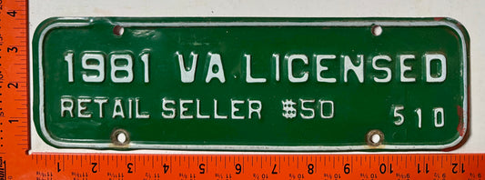1981 Virginia #510 Retail Seller $50 License Plate