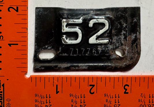 1952 Virginia #717767 Passenger License Plate Date Tab