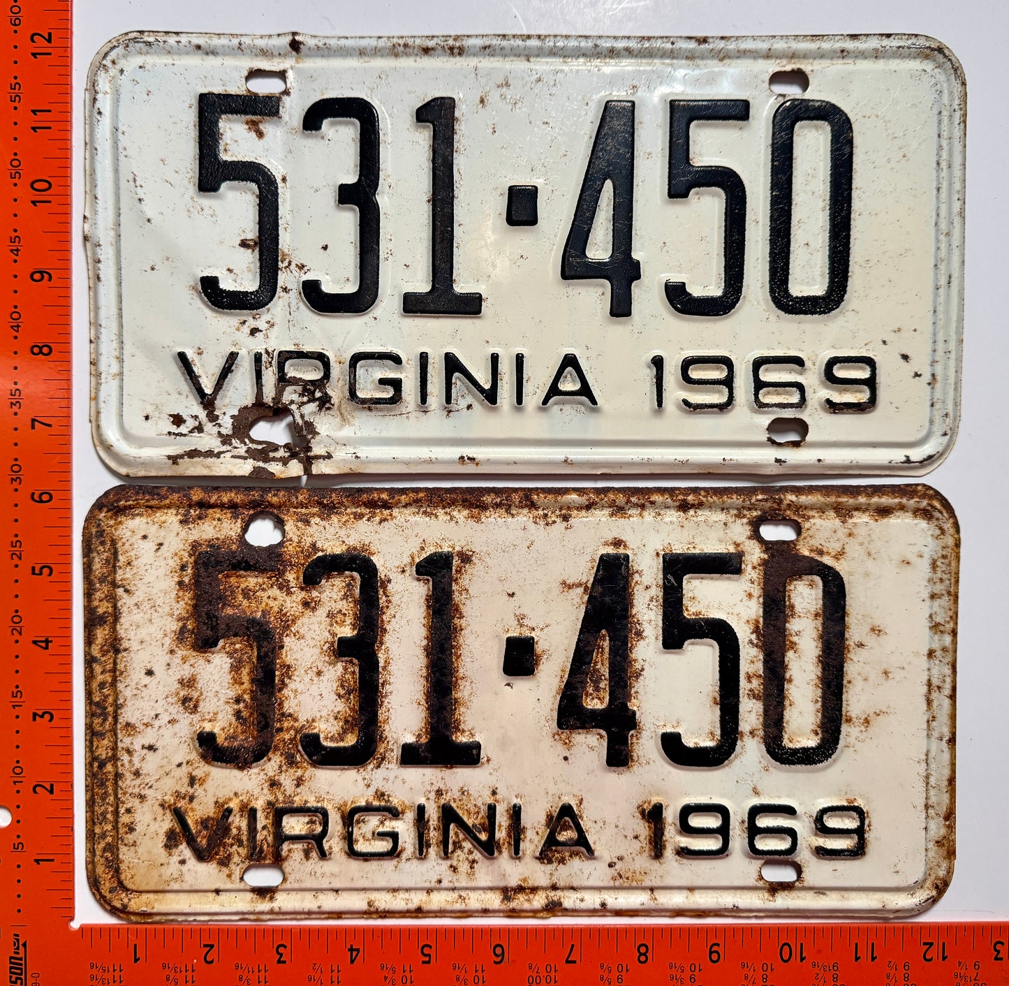 1969 Virginia #531-450 Passenger License Plate (Pair)