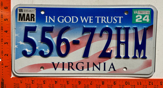 2024 Virginia #556-72HM Passenger In God We Trust License Plate