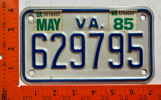 1985 Virginia #629795 Motorcycle License Plate
