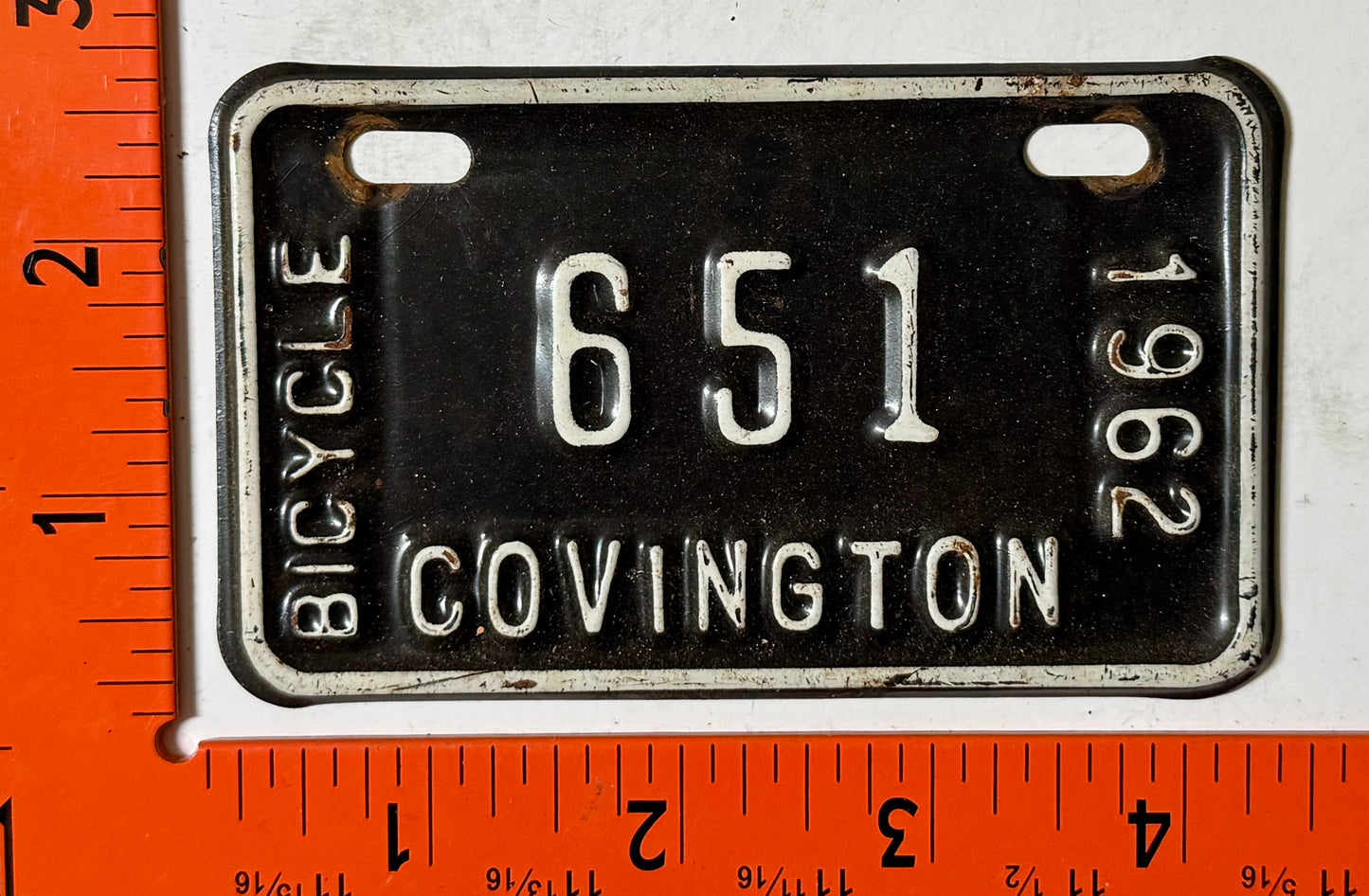 1962 Covington, Virginia #651 Bicycle License Plate