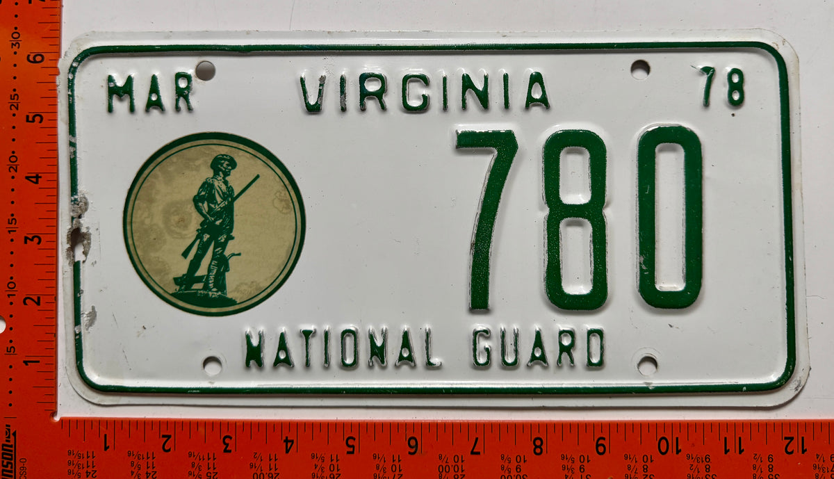 1978 Virginia #780 National Guard License Plate