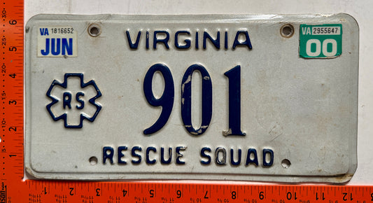 2000 Virginia #901 Rescue Squad License Plate