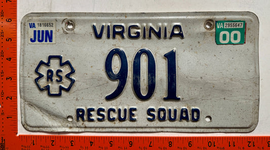 2000 Virginia #901 Rescue Squad License Plate