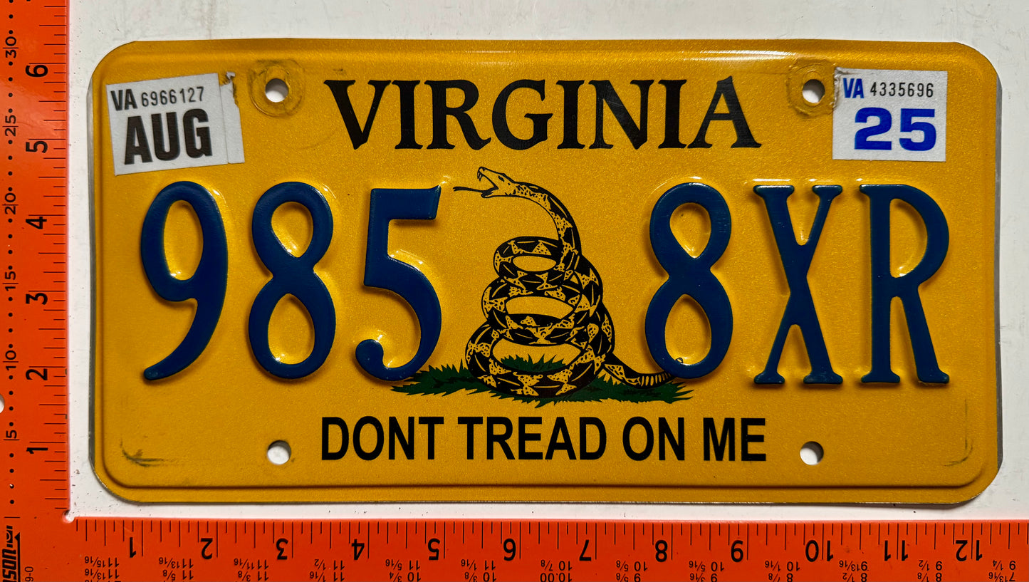 2025 Virginia #985 8XR Passenger Don't Tread On Me License Plate