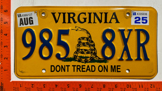 2025 Virginia #985 8XR Passenger Don't Tread On Me License Plate