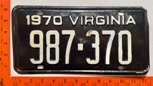1970 Virginia #987-370 Passenger License Plate
