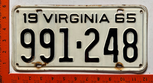1965 Virginia #991-248 Passenger License Plate