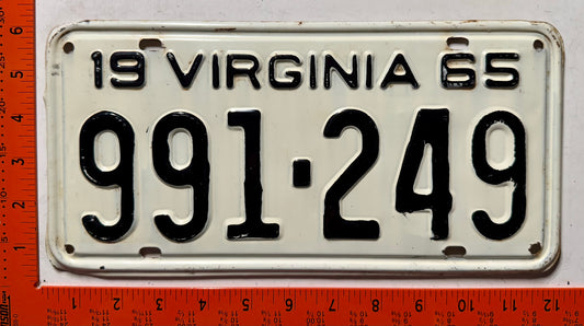 1965 Virginia #991-249 Passenger License Plate