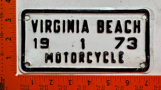 1973 Virginia Beach, Virginia #1 Motorcycle License Plate