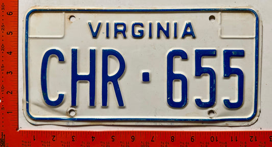 1973 Virginia #CHR-655 Passenger License Plate