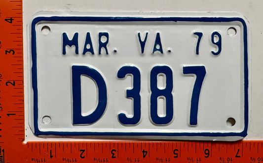 1979 Virginia #D387 Motorcycle Dealer License Plate