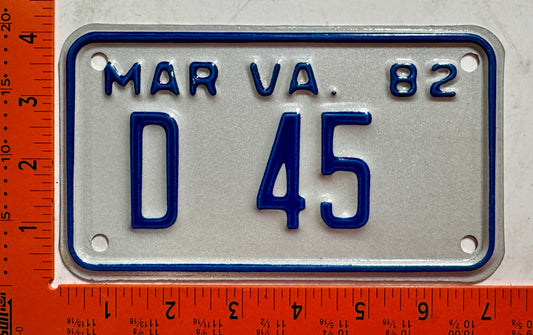 1982 Virginia #D 45 Motorcycle Dealer License Plate