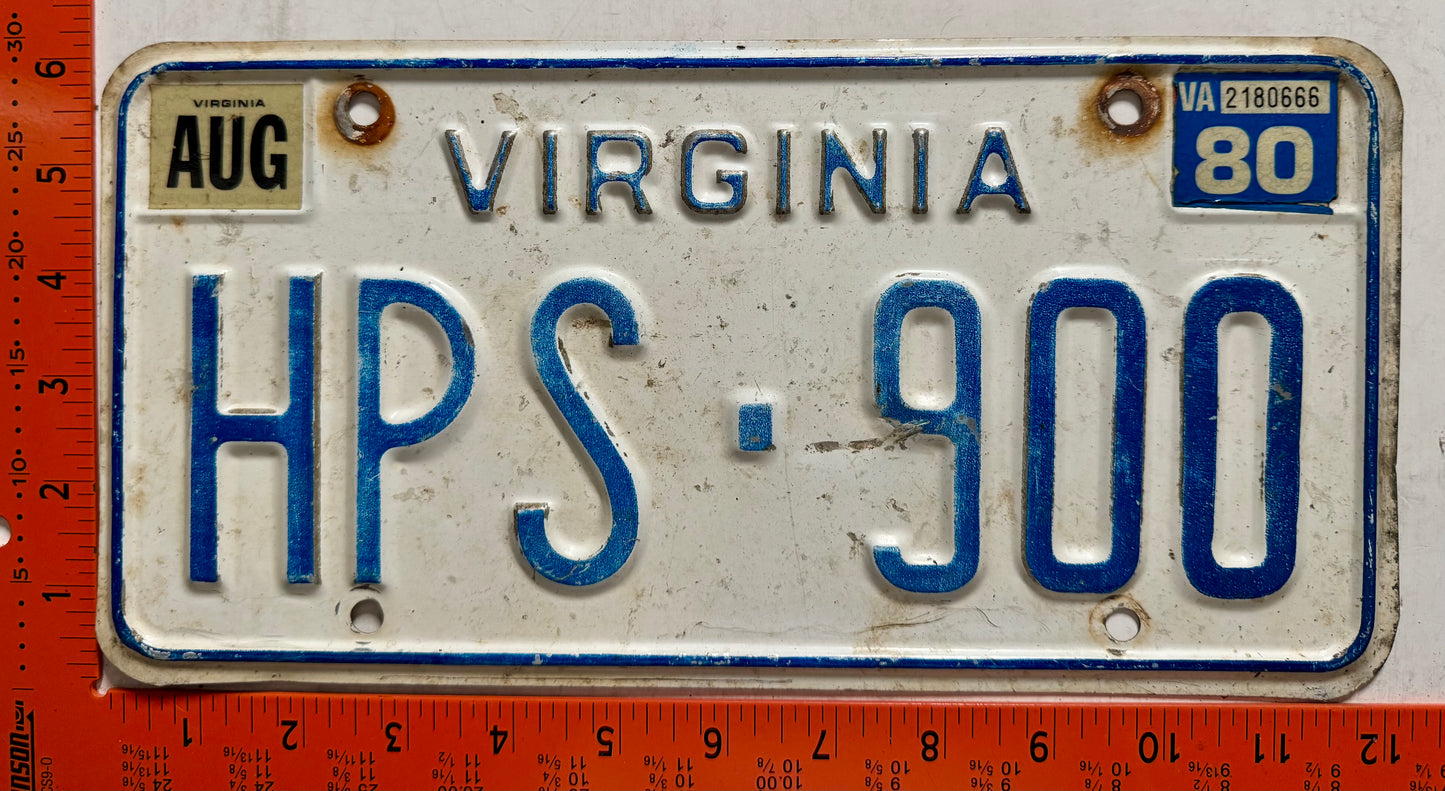 1980 Virginia #HPS-900 Passenger License Plate (Crafter)