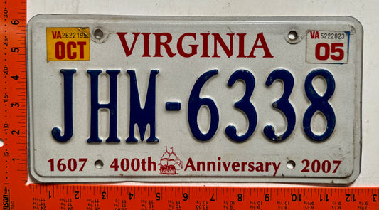 2005 Virginia #JHM-6338 Passenger License Plate