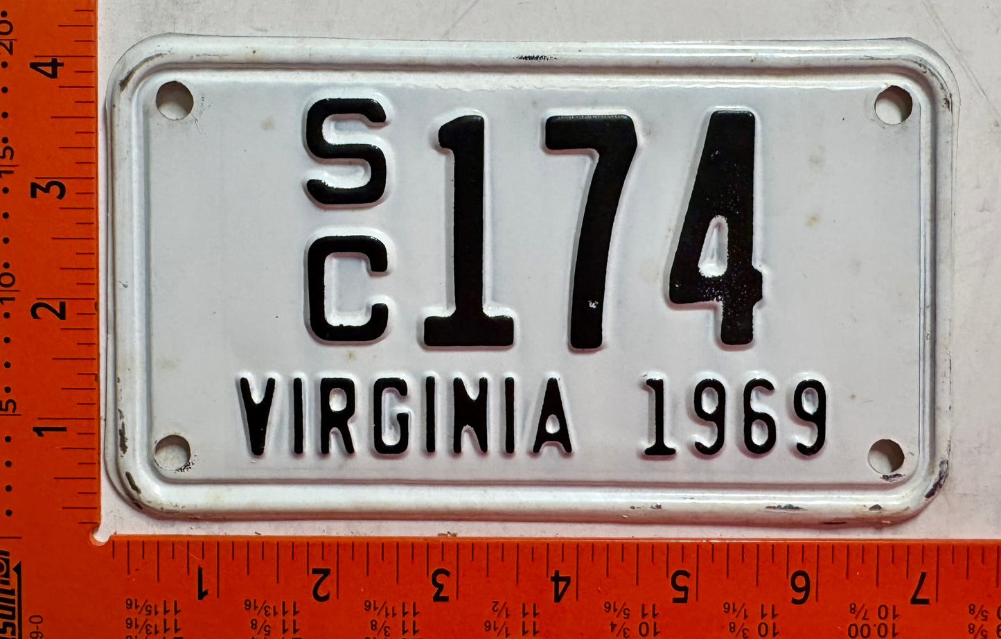 1969 Virginia #S/C 174 Motorcycle Sidecar License Plate
