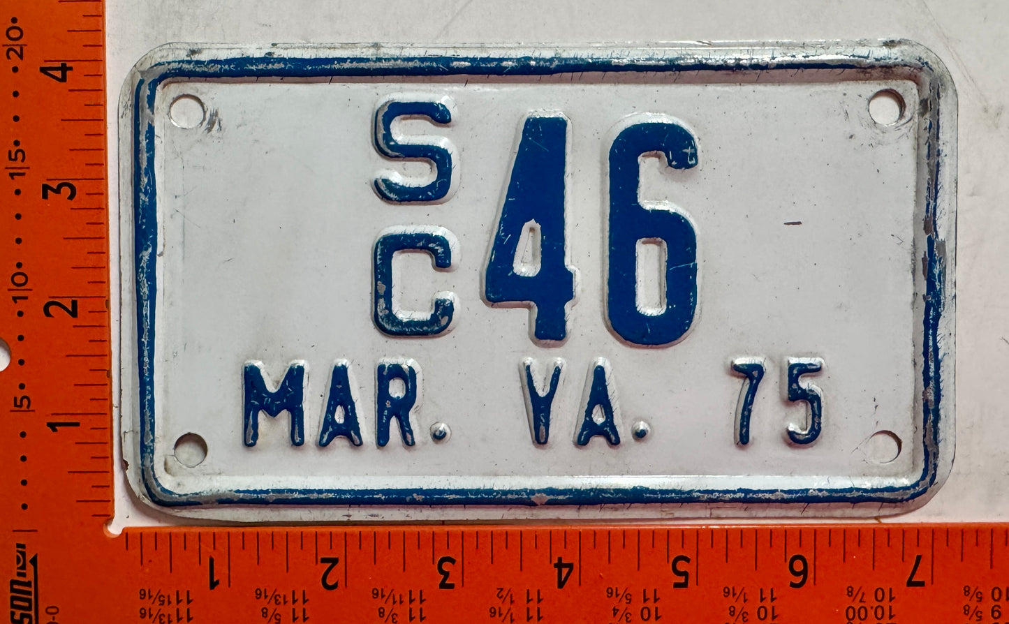 1975 Virginia #S/C 46 Motorcycle Sidecar License Plate