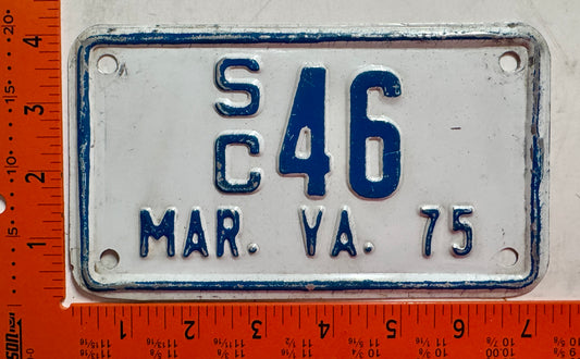 1975 Virginia #S/C 46 Motorcycle Sidecar License Plate
