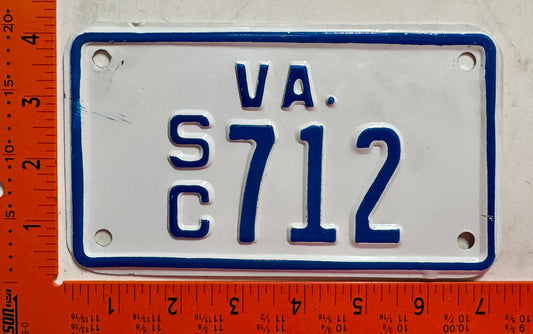 undated Virginia #S/C 712 Motorcycle Sidecar License Plate