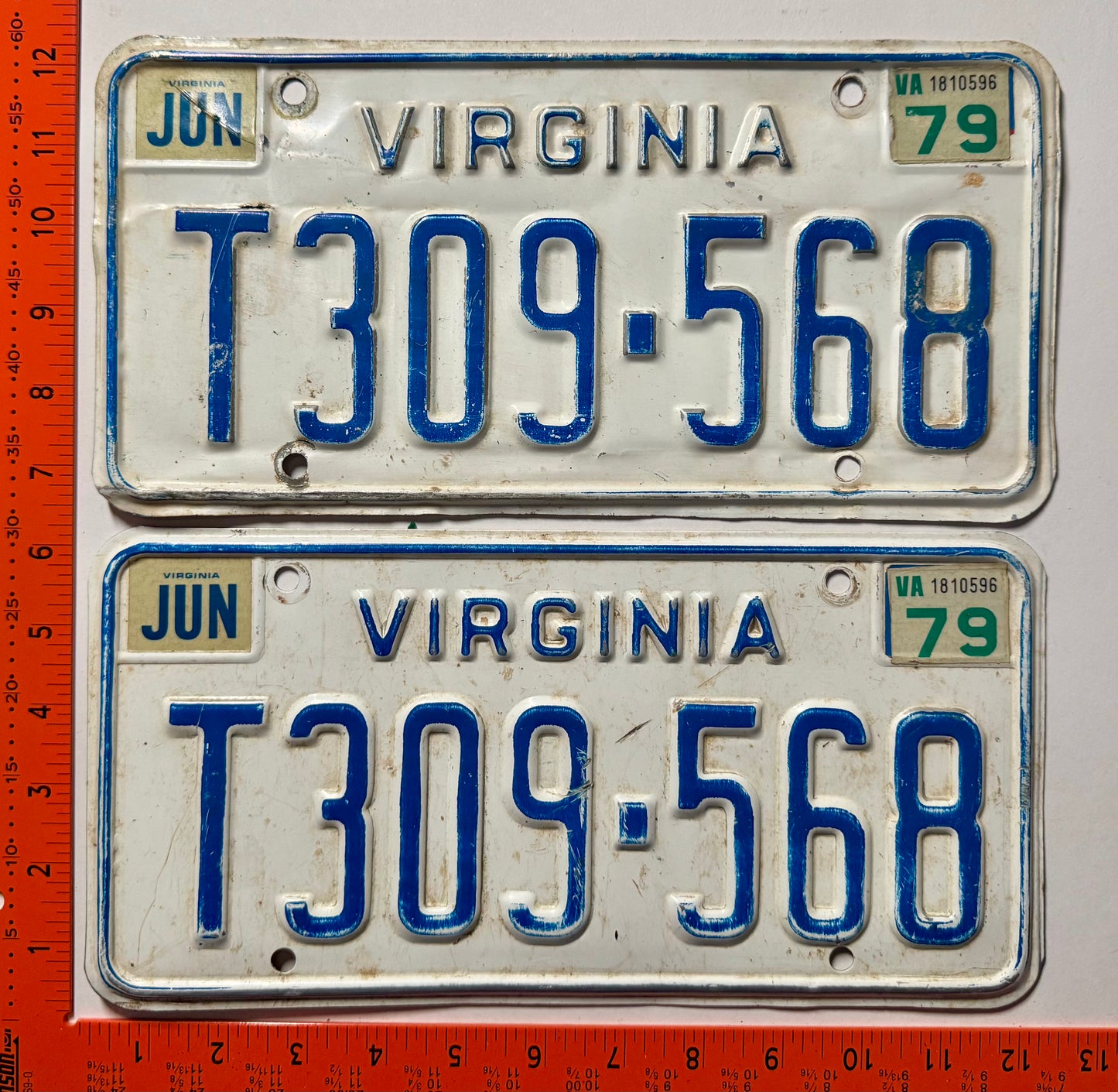 1979 Virginia #T309-568 Truck License Plate Pair