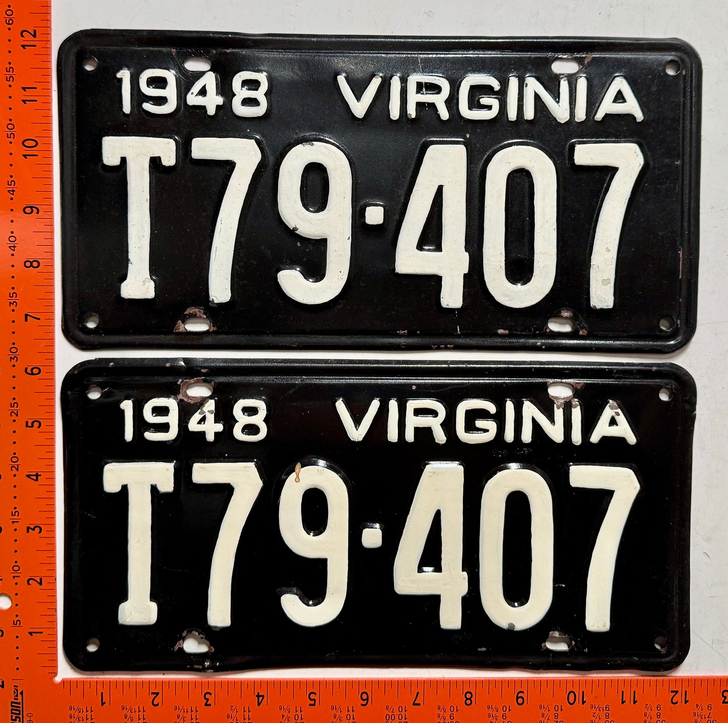 1948 Virginia #T79-407 Truck License Plate (Pair)