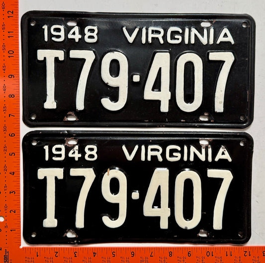 1948 Virginia #T79-407 Truck License Plate (Pair)