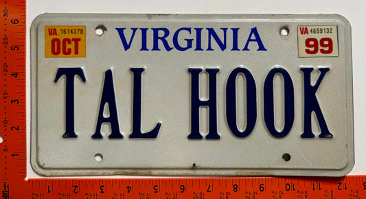 1999 Virginia #TAL HOOK Passenger Vanity License Plate