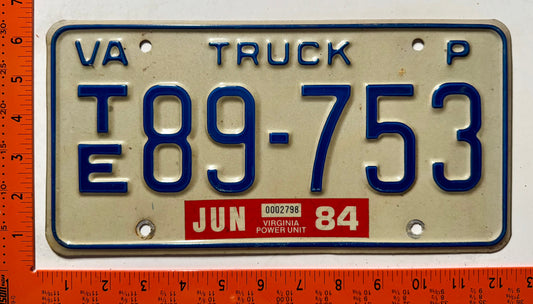 1984 Virginia #T/E89-753 Truck License Plate
