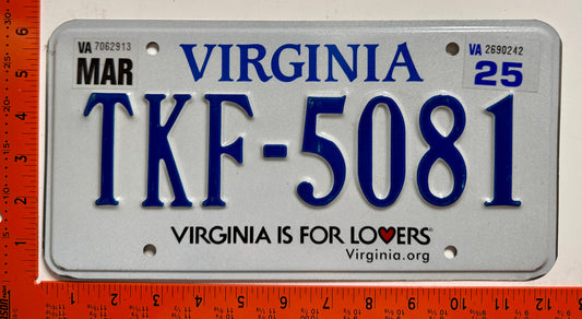 2025 Virginia #TKF-5081 Passenger License Plate