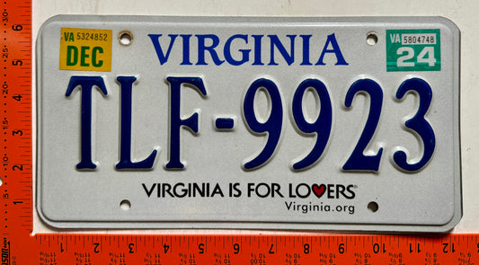 2024 Virginia #TLF-9923 Passenger License Plate