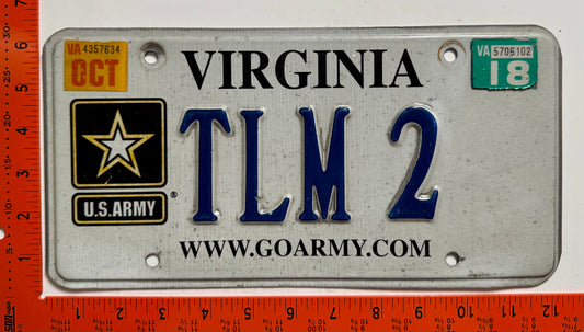 2018 Virginia #TLM 2 Passenger Vanity License Plate