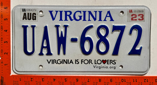 2023 Virginia #UAW-6872 Passenger License Plate