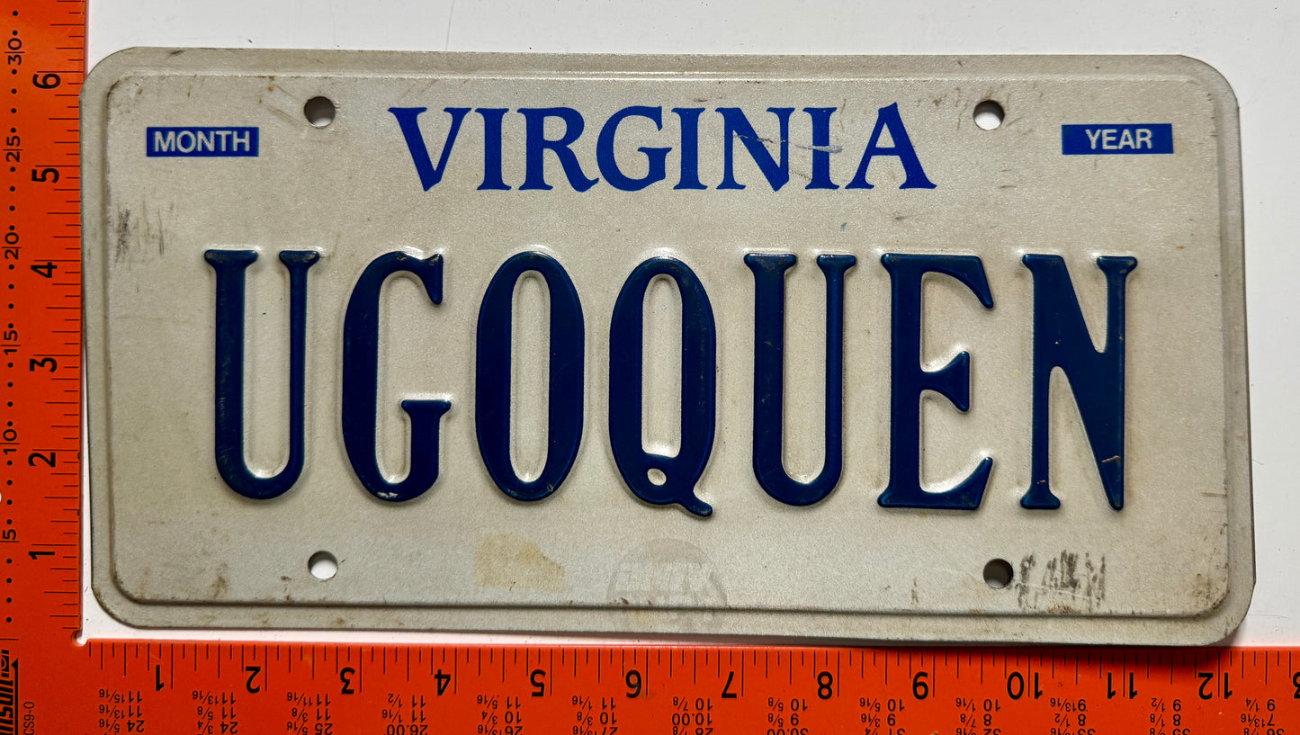 Undated Virginia #UGOQUEN Passenger Vanity License Plate