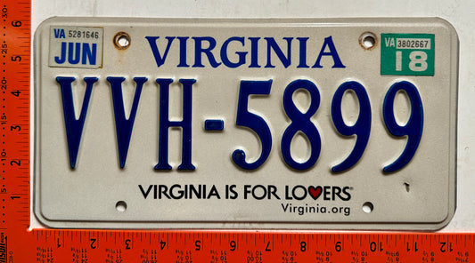 2018 Virginia #VVH-5899 Passenger License Plate