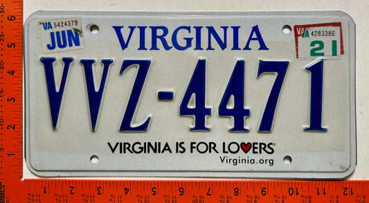 2021 Virginia #VVZ-4471 Passenger License Plate