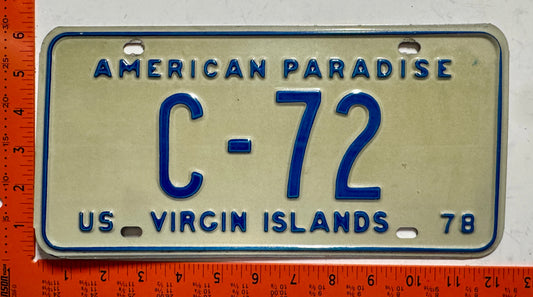 1978 Virgin Islands #C-72 Passenger License Plate